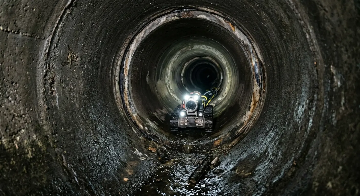 Robotic sewer camera inspecting pipe interior for Sewer Line Cleaning in Waite Park